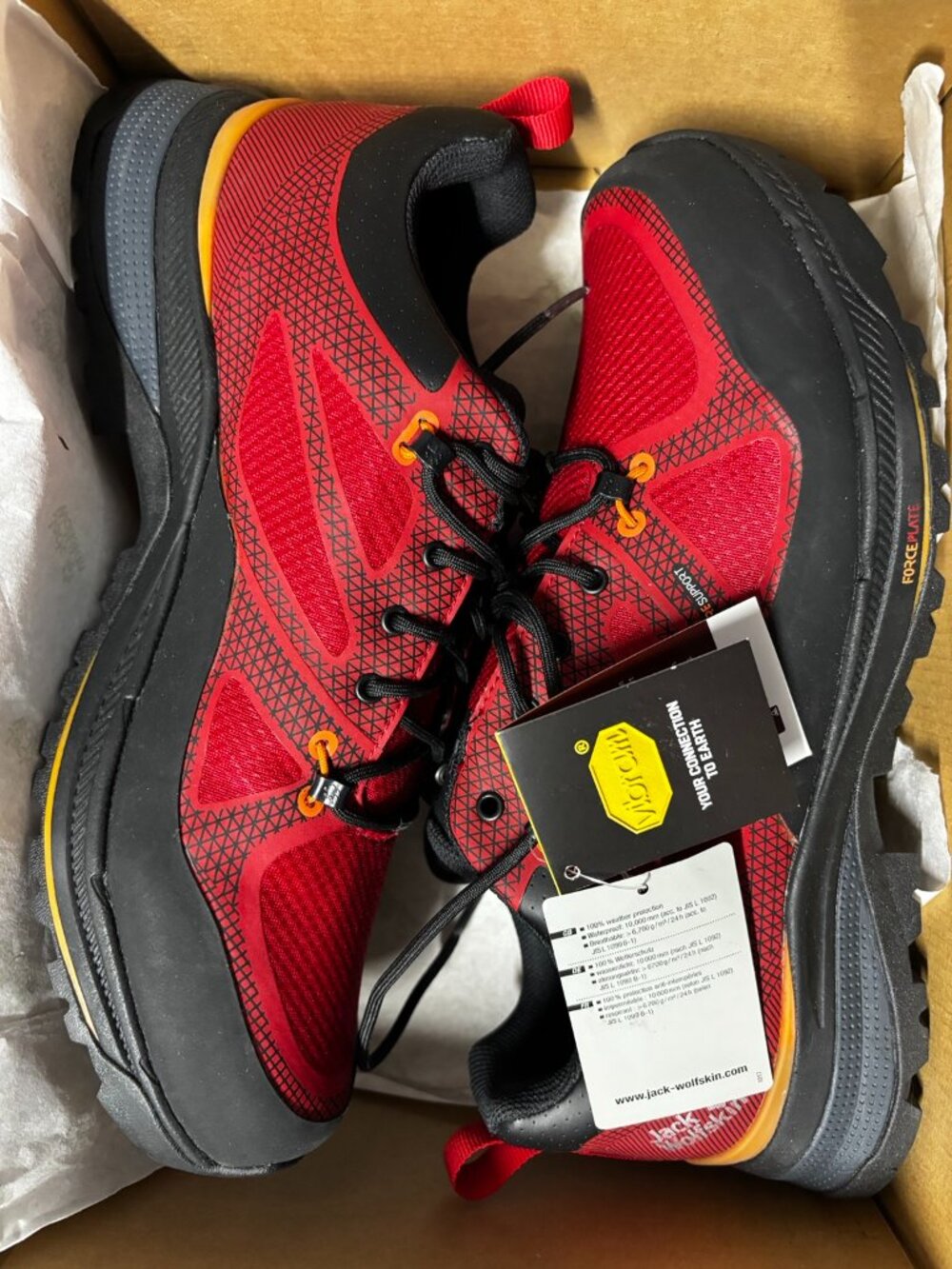Jack Wolfskin Force Striker Texapore Low Men’s Hiking Shoes Red Size 12 NWT